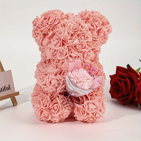 Everlasting  Rose Bear with Real-Touch Carnation